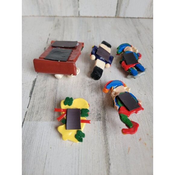 Vintage fireplace stalking dog elf Santa Claus Nutcracker magnet Xmas decor - Picture 6 of 9